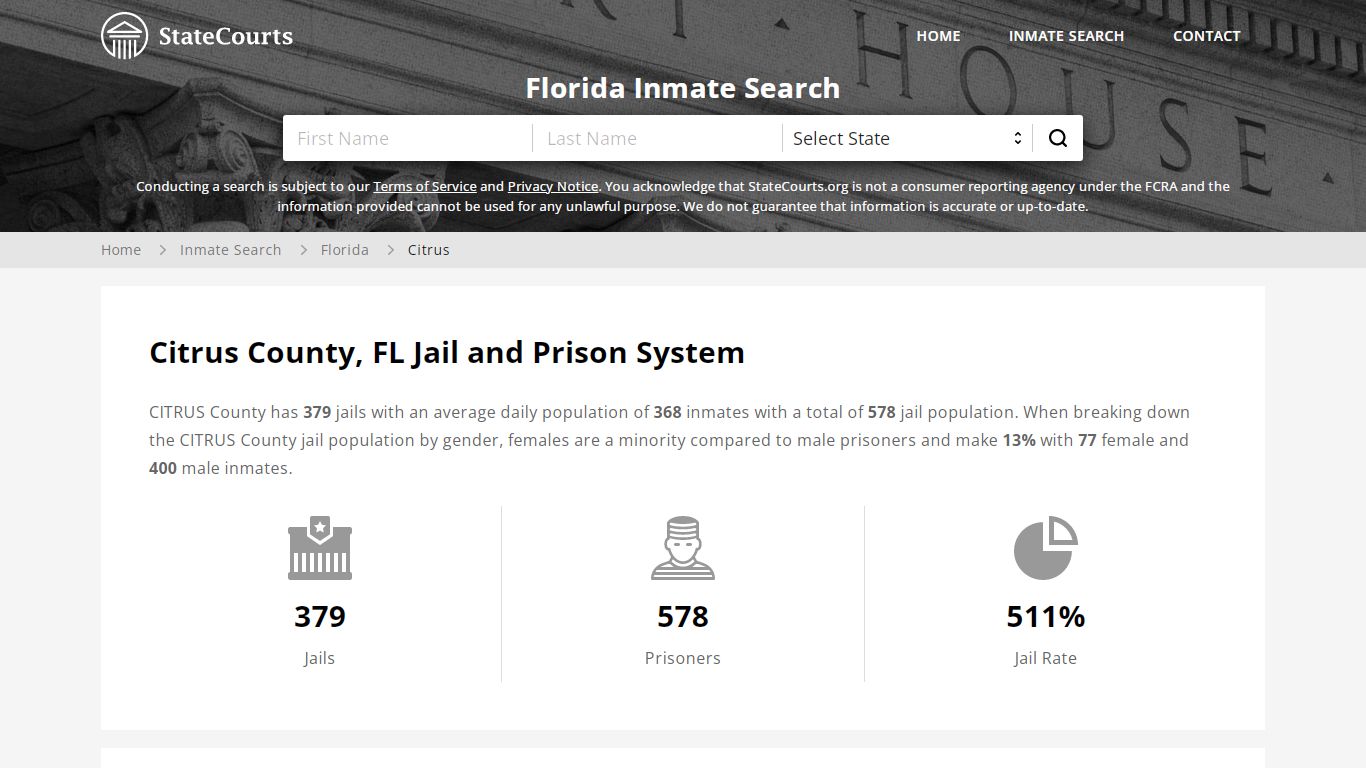 Citrus County, FL Inmate Search - StateCourts